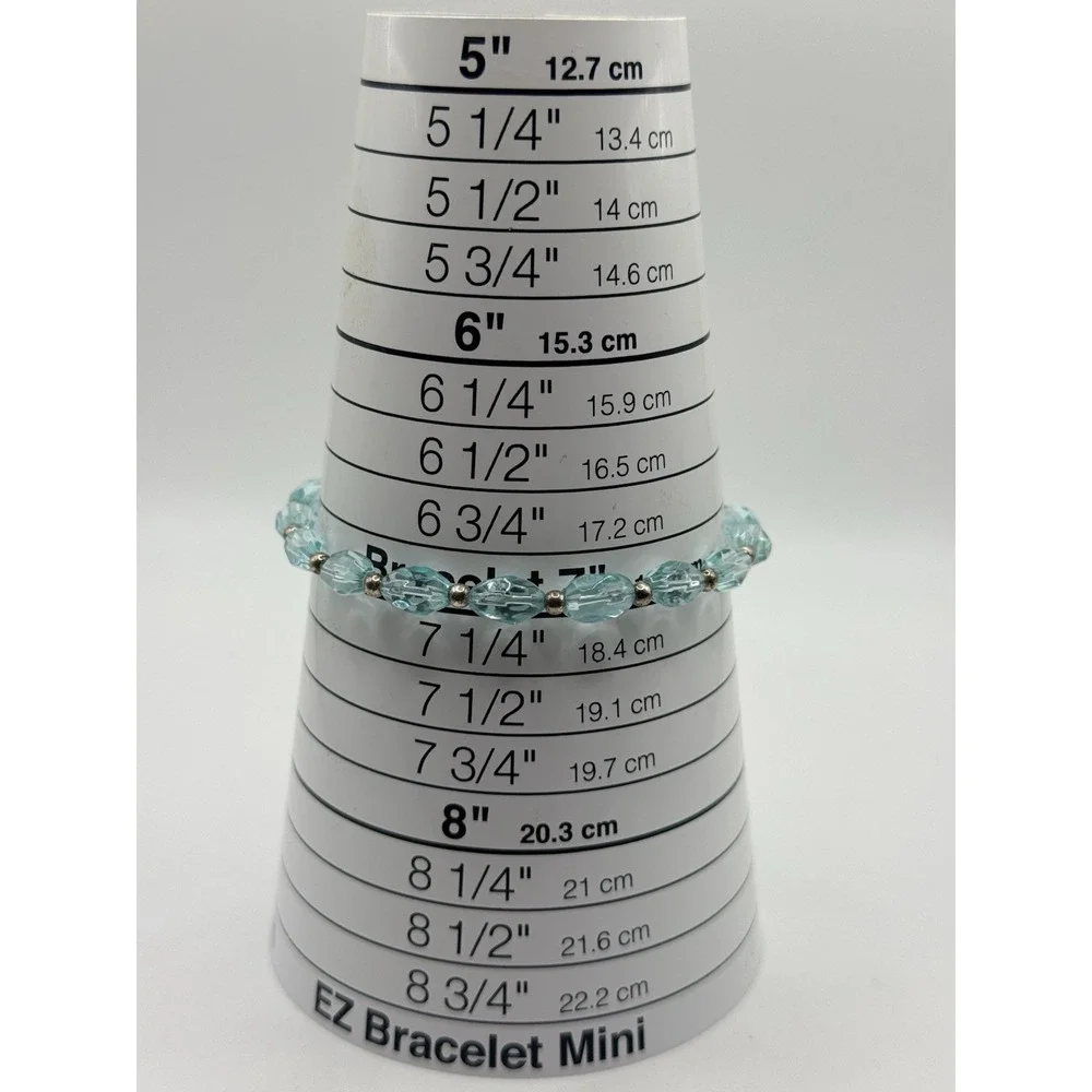 Vintage Sterling Silver Baby Blue Glass Beaded Bracelet 7